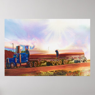 Poster Estrada do caminhão de petroleiro que conduz o