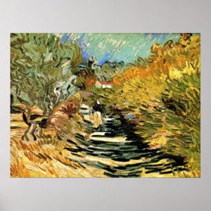 Póster Estrada em St Remy com Figura por Vincent van Gogh