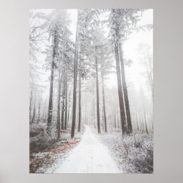 Poster Estrada misteriosa em uma floresta congelada e ene