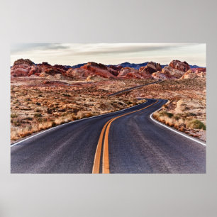 Póster Estrada solitária do deserto