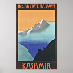 Póster Estradas de ferro de Kashmir India das viagens