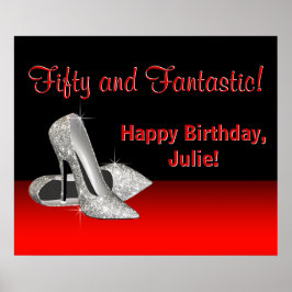 Póster Estrado de aniversário de saltos altos brilhantes 