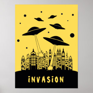 Poster estrangeiro retro da invasão