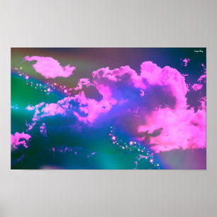 Poster estranho das nuvens - X-Pequeno (16" x 10")