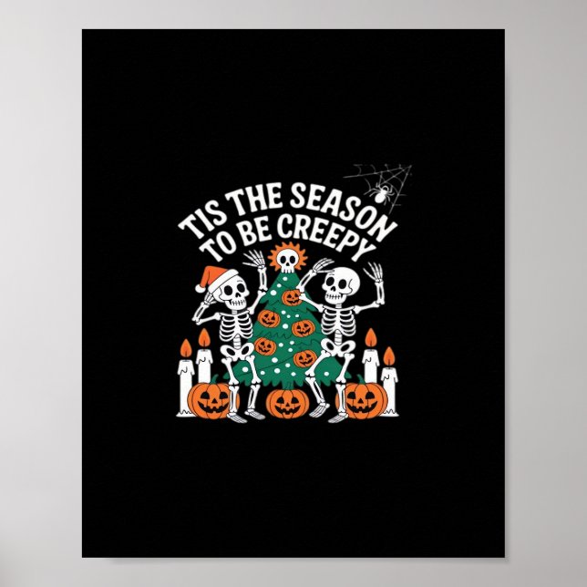 Poster Estranho, Engraçado Esqueleto do Halloween Spooky (Frente)