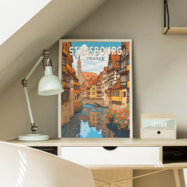 Poster Estrasburgo França Viagem Art Vintage