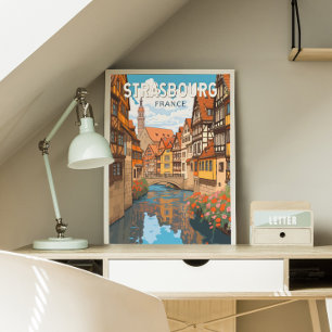 Poster Estrasburgo França Viagem Art Vintage