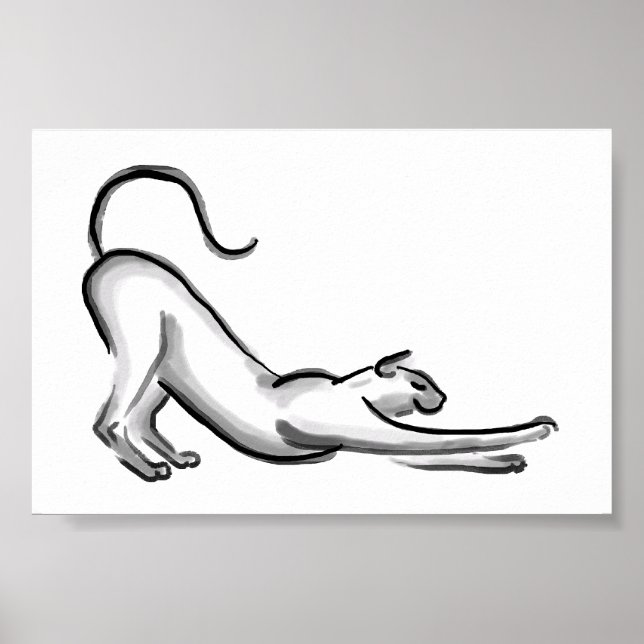 Poster Estreitando a pintura de pincel de gato (Frente)