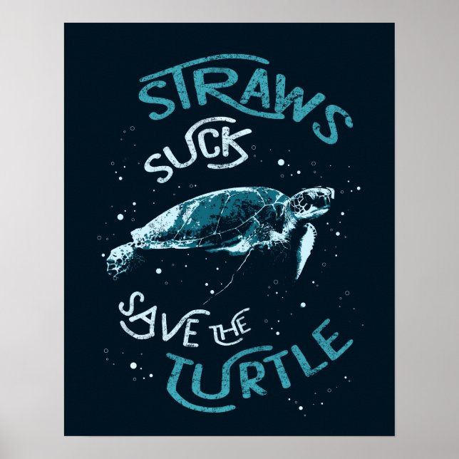 Poster Estreito Chupa Salvar Oceanos Plásticos De Banho D (Frente)