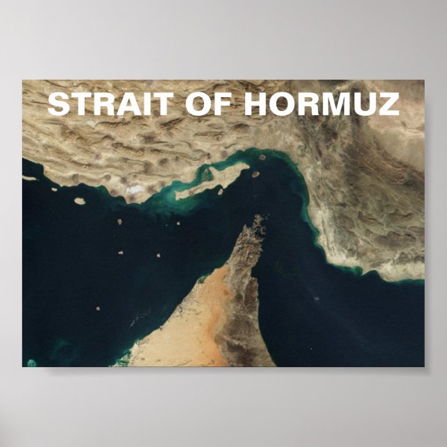Póster Estreito da imagem de satélite de Hormuz (Frente)