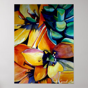 Póster Estrela Amarela de Bethlehem flor aquarela