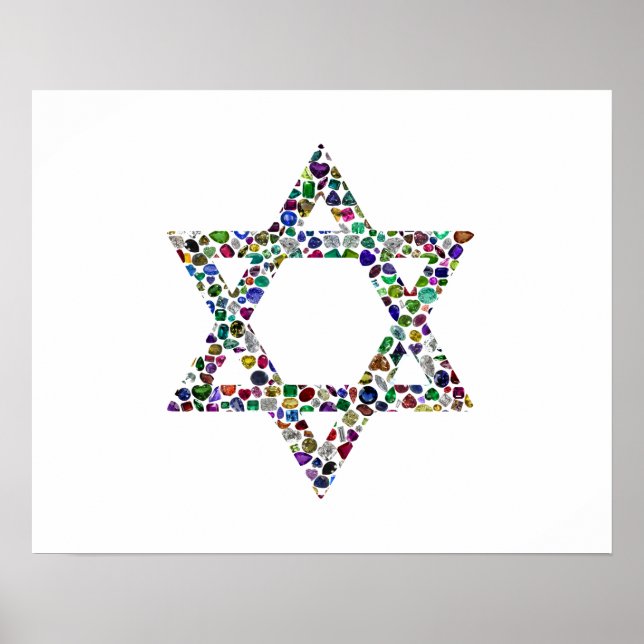 Poster Estrela de David feita com Gemstones em Todas as C (Frente)