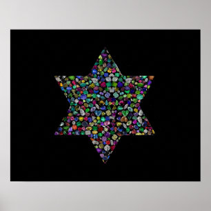 Poster Estrela de David feita com Gemstones em Todas as C