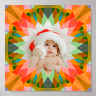 Poster Estrela de Natal Rosa Verde Personalizada Presente