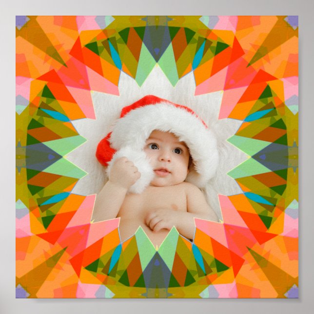 Poster Estrela de Natal Rosa Verde Personalizada Presente (Frente)