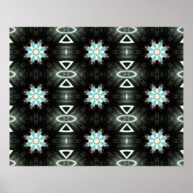 Poster estrela de penas azul rebentada a preto (Frente)