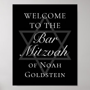 Poster Estrela do Partido do Bar Negro Formal Mitzvah de 