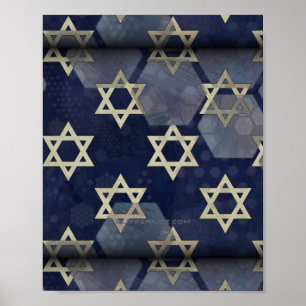 Poster Estrela Feliz de Hanukkah de David menorah Dreidel