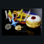 Póster Estrela Feliz de Hanukkah de David menorah Dreidel<br><div class="desc">Feliz Estrela de Chanucá de David menorah Dreidel SlipperyVelas de Celebração de Joe Hebraico Judeu Chanukah dá decorações religiosa Judaísmo</div>