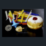 Póster Estrela Feliz de Hanukkah de David menorah Dreidel<br><div class="desc">Feliz Estrela de Chanucá de David menorah Dreidel SlipperyVelas de Celebração de Joe Hebraico Judeu Chanukah dá decorações religiosa Judaísmo</div>