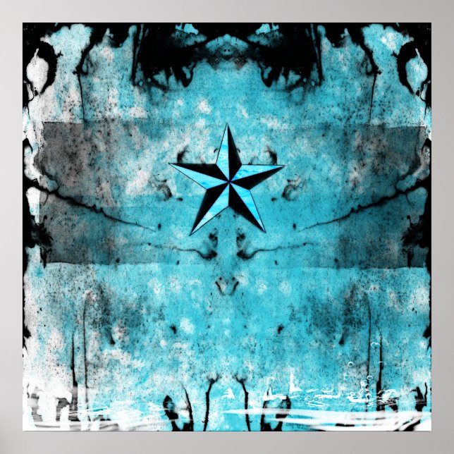 Poster Estrela Náutica Azul (Frente)