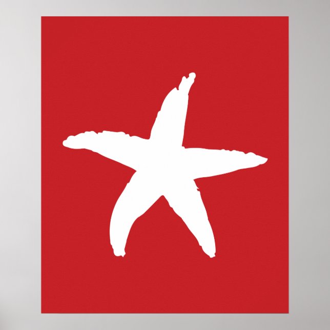 Póster Estrela Náutica Vermelha e Branca (Frente)