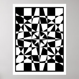 Póster Estrela preto e branco