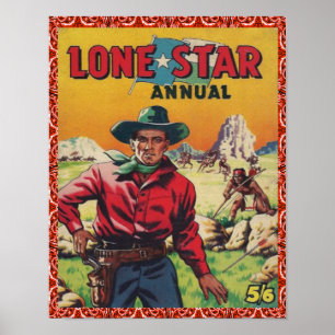 Póster Estrela solitária do vaqueiro ocidental do vintag