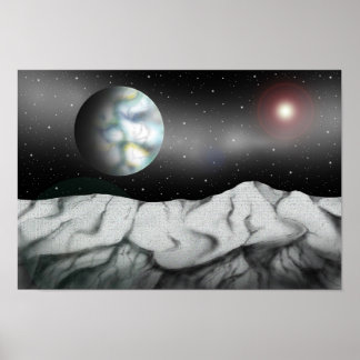 Poster Estrelas além das falésias rochosas.