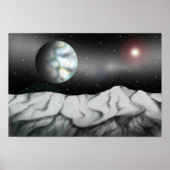 Poster Estrelas além das falésias rochosas. (Frente)