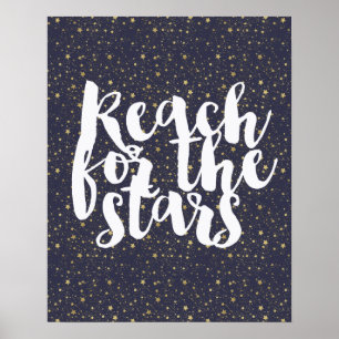 Poster Estrelas Azuis de Marinho Dourado dispersas