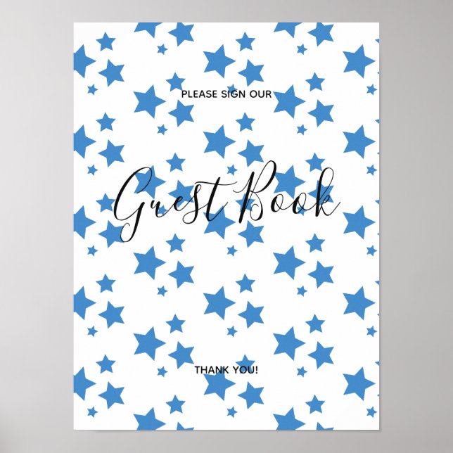 Poster Estrelas Azuis Design Moderno Livro Sinal Cartaz (Frente)
