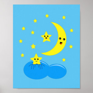 Poster Estrelas bonitas e lua no céu!