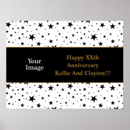 Poster Estrelas brancas/negras com aniversário de mensage