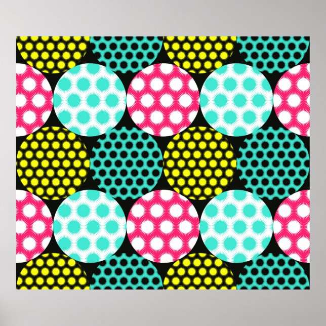 Poster estrelas círculos padrão uniforme em pop multicor (Frente)