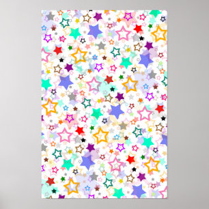 Poster Estrelas Coloridas Brancas 