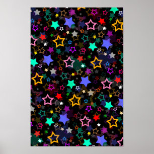 Poster Estrelas Coloridas Pretas
