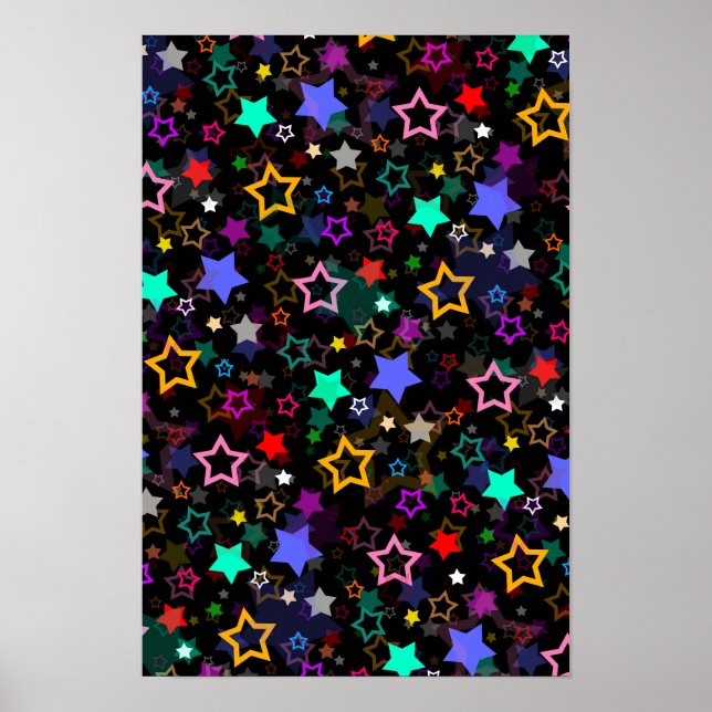Poster Estrelas Coloridas Pretas  (Frente)