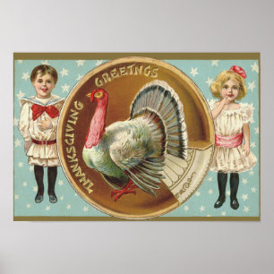 Poster Estrelas de Ação de Graças Patriótica para a T