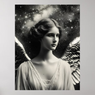 Poster Estrelas de Anjo em Preto e Branco