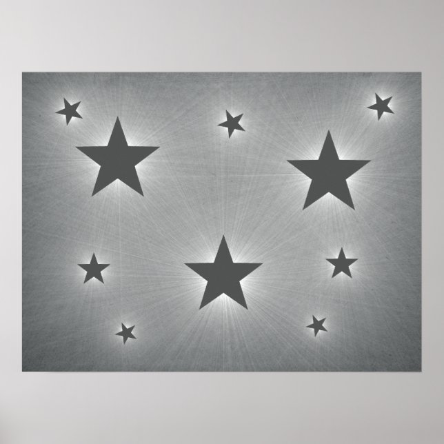 Póster Estrelas de Cinza Escuras no Céu Noturno (Frente)