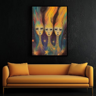 Poster Estrelas de Entidades Ligeiras Seres Energéticos E