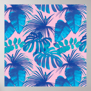 Poster Estrelas de listras de papel digital tropical