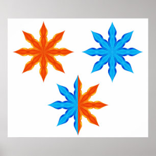 Poster Estrelas de Oito Pontas de Fogo e Gelo