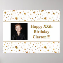 Estrelas Douradas com Foto de Aniversário de Mensa