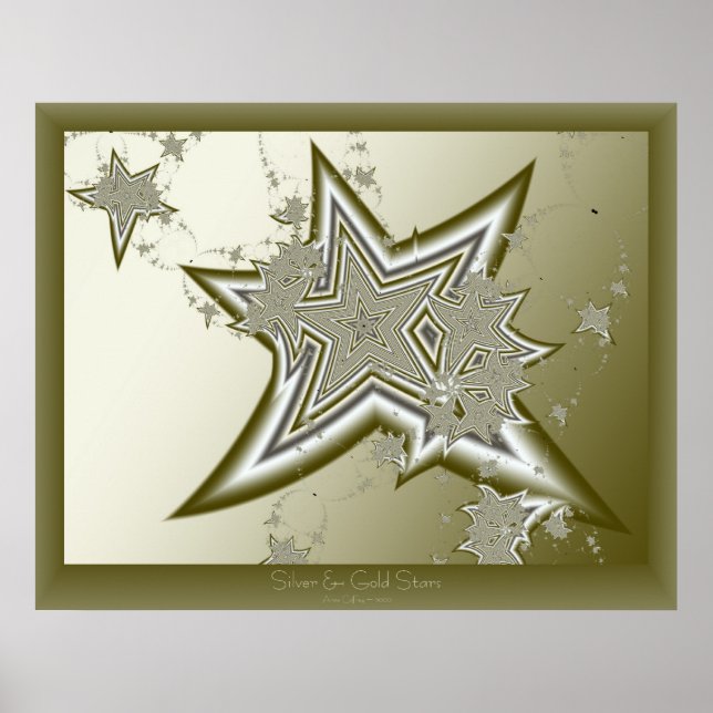 Poster Estrelas Douradas Fractais (Frente)