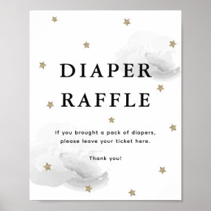 Poster Estrelas e Cinzas Chá de fraldas Fralda Raffle