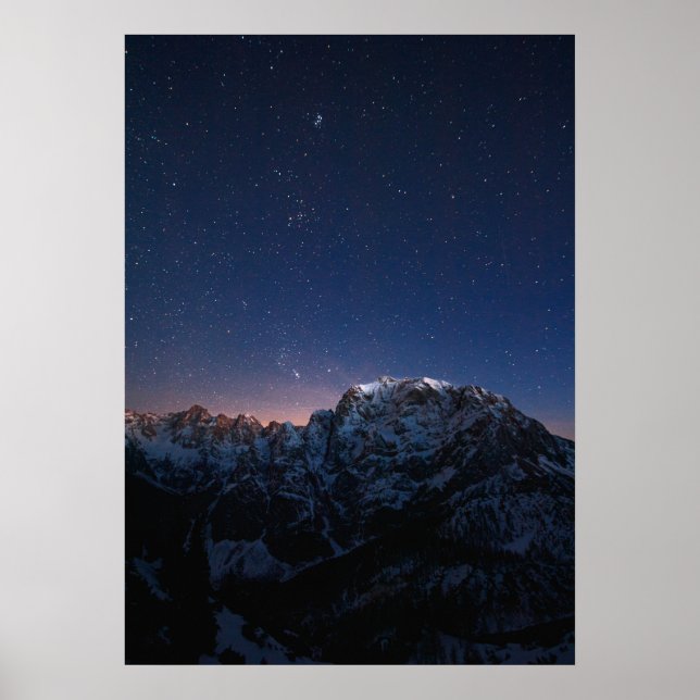 Poster Estrelas e montanhas nevadas (Frente)