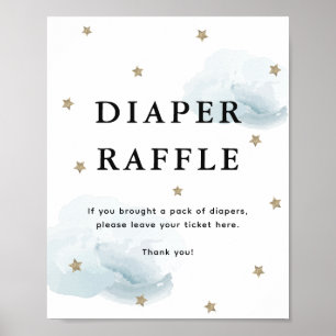 Poster Estrelas e Nuvens Azuis Fralda Raffle