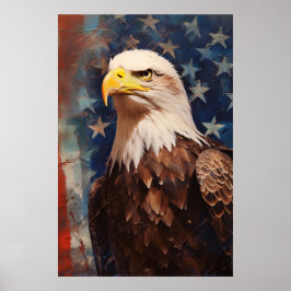 Poster Estrelas e Stripes de Águia Balda Americana Patrió